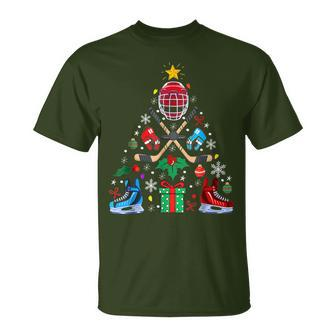 Ice Hockey Christmas Ornament Tree Boys Hockey Lovers T-Shirt - Seseable