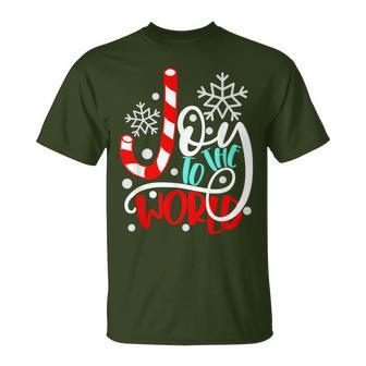 Joy To The World Candy Cane Christmas T-Shirt | Seseable UK