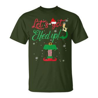 Let's Get Elfed Up Drinking Christmas T-Shirt - Seseable