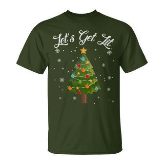 Let's Get Lit Christmas Tree Drinking T-Shirt - Seseable