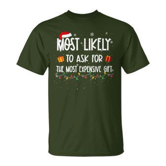 Most Likely To Ask For The Most Expensive Christmas T-Shirt | Mazezy