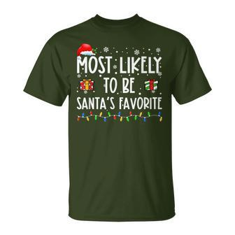 Most Likely To Be Santa's Favorite Christmas Believe Santa T-Shirt | Mazezy UK