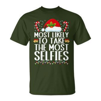 Most Likely To Take The Most Selfies Family Christmas Pajama T-Shirt | Mazezy