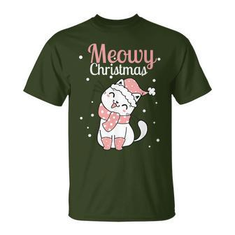 Meowy Catmas Meowy Xmas Winter Holidays Reindeer Cat Lovers T-Shirt - Monsterry