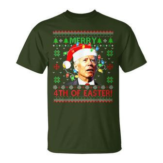 Merry 4Th Of Easter Santa Joe Biden Ugly Christmas Sweater T-Shirt - Monsterry