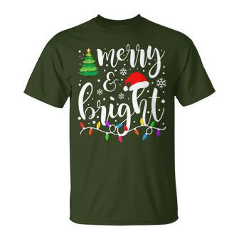 Merry And Bright Christmas Lights Family Christmas T-Shirt - Thegiftio UK