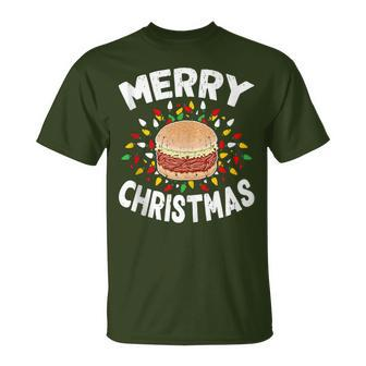 Merry Christmas Food Lover Bbq Pulled Pork Sandwich Xmas T-Shirt | Mazezy