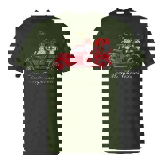 Merry Christmas Vintage Red Truck Gnomes With Christmas Tree T-Shirt | Mazezy