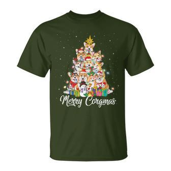 Merry Corgmas Corgi Christmas Tree Fairy Lights Dog Lover T-Shirt - Monsterry