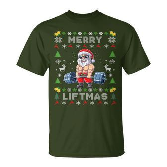 Merry Liftmas Christmas Santa Lifting Bodybuilding T-Shirt - Monsterry