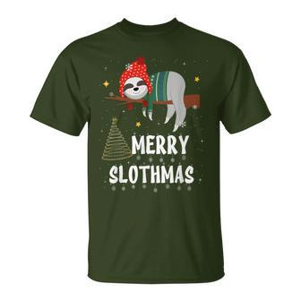 Merry Slothmas T Christmas Pajama For Sloth Lovers T-Shirt - Monsterry UK