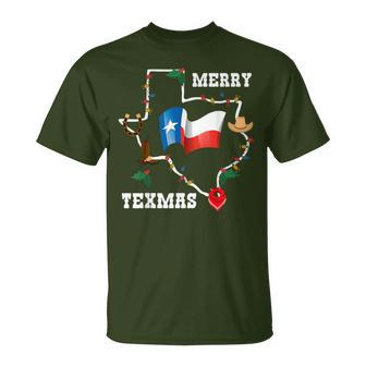 Merry Texmas Texas Flag Christmas Xmas Family Holidays T-Shirt - Thegiftio UK