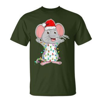 Mouse Wearing Santa Hat Xmas Rats Mouse Lover Christmas T-Shirt - Seseable