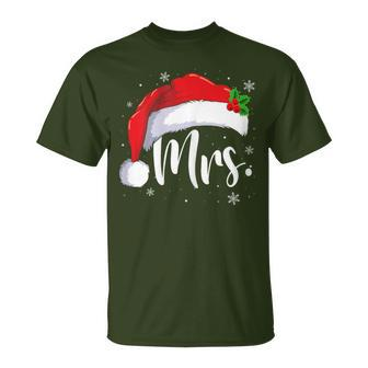 Mr Mrs Claus Christmas Couples Matching His And Her Pajamas T-Shirt - Seseable
