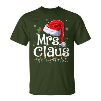 Mr And Mrs Claus Couples Matching Christmas Pajamas Santa T-Shirt | Mazezy