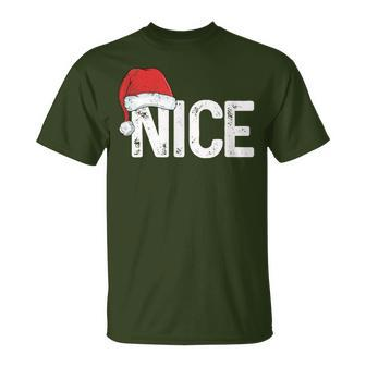 Naughty Or Nice Matching Christmas Couples Costume T-Shirt - Thegiftio UK