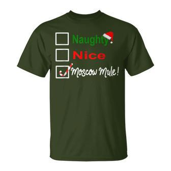 Naughty Nice Moscow Mule Christmas Drinking T-Shirt | Mazezy
