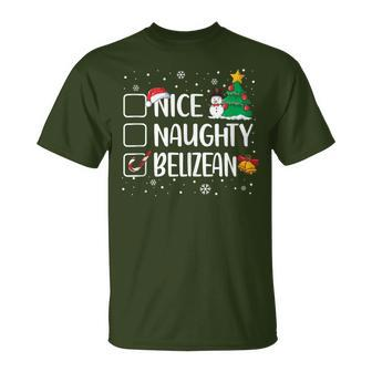 Nice Naughty Belizean Christmas Belize Roots Heritage T-Shirt | Mazezy