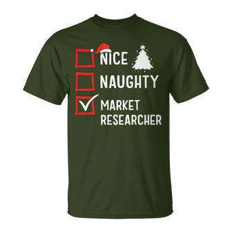 Nice Naughty Christmas Market Researcher Holiday Costume T-Shirt | Mazezy