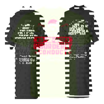 North Pole Correctional Disorderly Conduct Caught Elves Xmas T-Shirt - Thegiftio