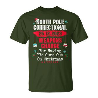 North Pole Correctional Weaponds Charge His Guns Out On Xmas T-Shirt | Mazezy