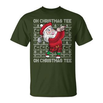 Oh Christmas Golf Santa Claus Golfing Ugly Christmas T-Shirt - Thegiftio UK