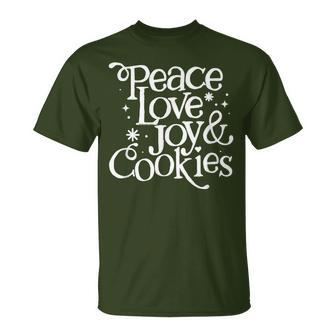 Peace Love Joy And Cookies Christmas T-Shirt - Seseable