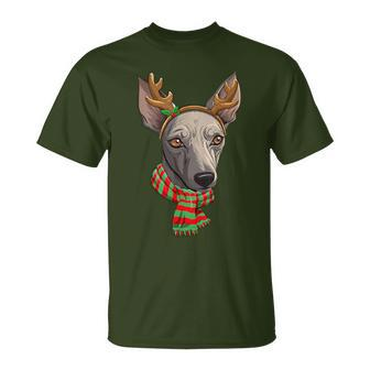 Peruvian Inca Orchid Dog Christmas Reindeer Santa Hat T-Shirt | Mazezy