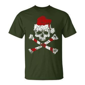 Pirate Christmas Jolly Roger Santa Hat T-Shirt - Monsterry