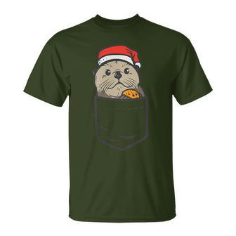 Pocket Sea Otter Santa Cookie Cute Animal Christmas Pet T-Shirt - Thegiftio UK