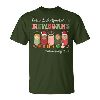 Presents Postpartum & Newborns Mother Baby Nurse Christmas T-Shirt - Thegiftio UK