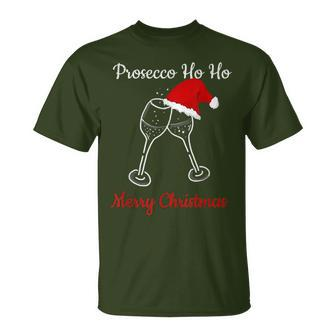 Prosecco Ho Ho Christmas Party Santa Hat T-Shirt | Mazezy