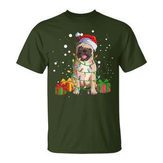 Pug Christmas Tree Lights Santa Dog Xmas Boys Pugmas T-Shirt - Seseable