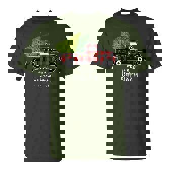 Red Truck With Christmas Tree Vintage Merry Christmas T-Shirt | Mazezy