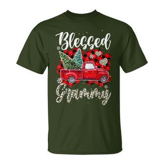 Red Truck Plaid Xmas Tree Blessed Grammy Family Christmas T-Shirt | Mazezy