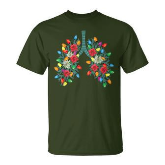 Respiratory Therapy Lung Christmas Light Therapist Rn T-Shirt - Thegiftio UK