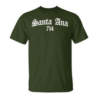 Santa Ana 714 Area Code Chicano Mexican Pride Biker Tattoo T-Shirt | Mazezy CA