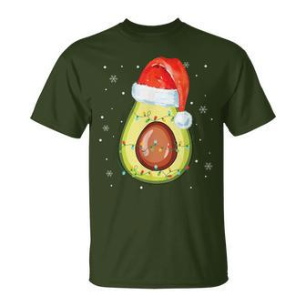 Santa Hat Avocado Merry Christmas Vegan Pajama T-Shirt - Monsterry DE