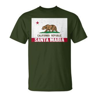 Santa Maria California Distressed Ca Republic Flag T-Shirt | Mazezy