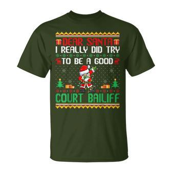 Santa Try To Be A Good Court Bailiff Christmas T-Shirt | Mazezy