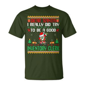 Santa Try To Be A Good Inventory Clerk Christmas T-Shirt | Mazezy