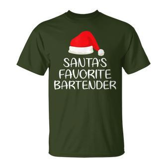 Santa's Favorite Bartender Matching Family Christmas T-Shirt - Monsterry UK