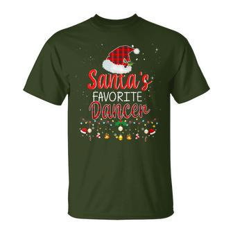 Santa's Favorite Dancer Plaid Holiday Family Matching T-Shirt - Monsterry UK