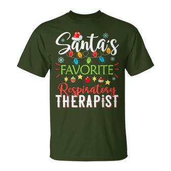 Santa's Favorite Respiratory Therapist Santa Hat Christmas T-Shirt - Monsterry UK