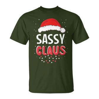 Sassy Santa Claus Christmas Matching Costume T-Shirt - Seseable