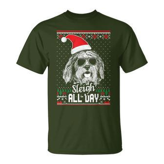 Sleigh All Day Bergamasco Shepherd Christmas T-Shirt | Mazezy