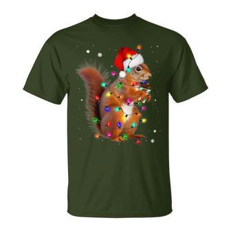 Squirrel Christmas Hat Santa Pajama Squirrels Lover Xmas T-Shirt | Mazezy