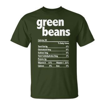 Thanksgiving Xmas Costume Nutrition Facts Green Beans T-Shirt - Seseable