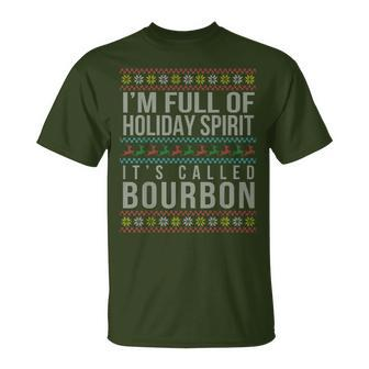 Ugly Christmas Drinking Bourbon Holiday Party T-Shirt | Mazezy