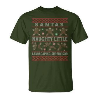 Ugly Christmas Xmas Santa Landscaping Supervisor Job T-Shirt | Mazezy